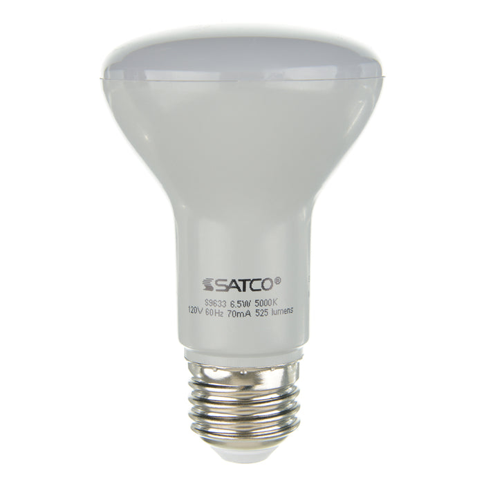 SATCO/NUVO 6.5R20/LED/5000K/525L/120V 6.5W LED R20 5000K 107 Degree Beam Spread Medium Base 120V Dimmable (S9633)