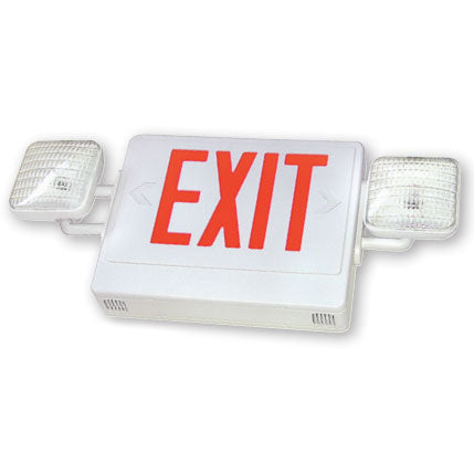 Best Lighting Products LED Double Faced White Exit/Emergency Combo with Red Letters - Remote Head Capable, LED Lamp Heads and Battery Backup (LEDCXTEU2RW-RC)