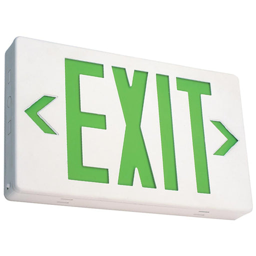 Best Lighting Products LED Double Faced White Exit Sign with Green Letters - Battery Backup (EZXTEU2GW-EM)