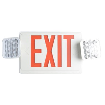 Best Lighting Products LED Exit/Emergency Combo Fixture White with Red Lettering, Remote Head Capable, Self Diagnostic Testing Unit 120/277V (LEDCXTEU-2-R-W-RC-SDT)