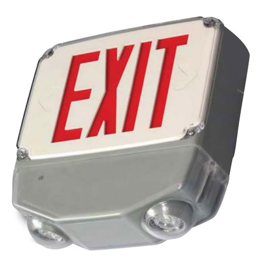 Best Lighting Wet Location Exit & Emergency COMBO. Single Face Red Letters Optional Housing - Rated For Cold Weather Use (White - Gray - Black) (CWLEZXTEU1RW-CW)