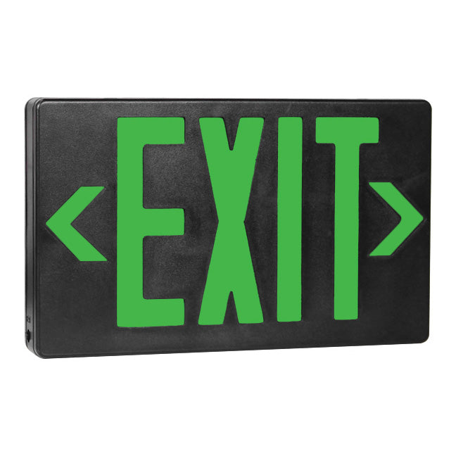 Best Lighting Products LED Double Faced Black Exit Sign With Green Letters - Battery Backup (EZXTEU2GB-EM)