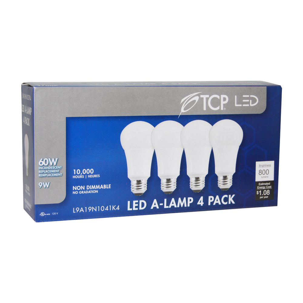 TCP L9A19N1041K4 9W 4100K A19 LED 4-Pack