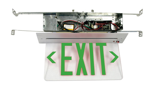 Best Lighting Products LED Single Faced Clear Recessed Edge Lit Exit Sign with Green Letters - Battery Backup (RELZXTE1GCAEM)
