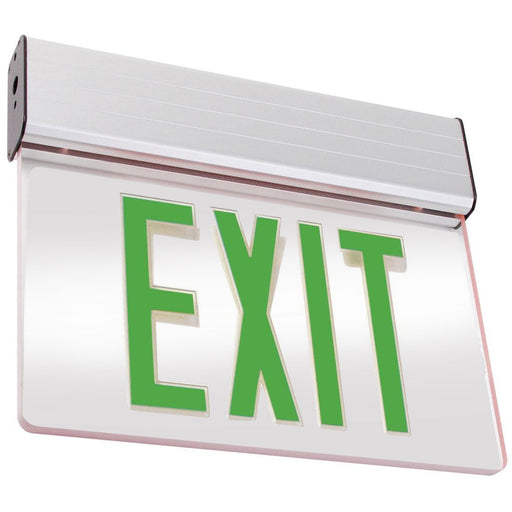 Best Lighting Products LED Double Faced Mirror Edge Lit Exit Sign with Green Letters - Battery Backup (ELXTEU2GMAEM)